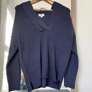 Aerie Small Oversized Knit V-Neck Blue Sweater